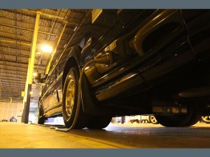 closeup of electric powered van charging